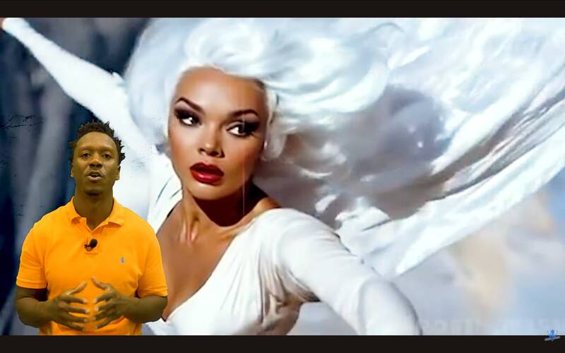 Storm with white hair controlling weather