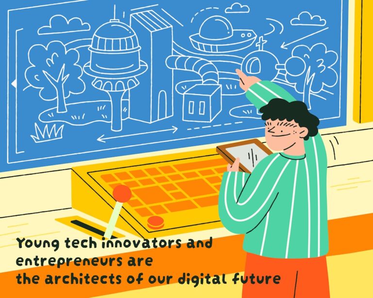 Person at blackboard representing AI and future of work