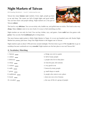 Night Market Taiwan Elementary