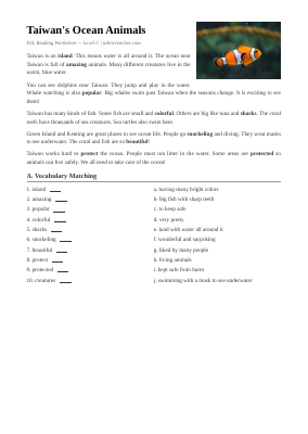 Taiwan Ocean Animals Elementary