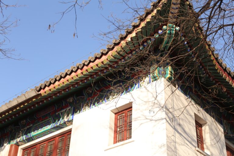 Traditional Chinese temple architecture with ornate curved eaves