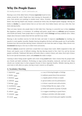 Why Do People Dance Intermediate