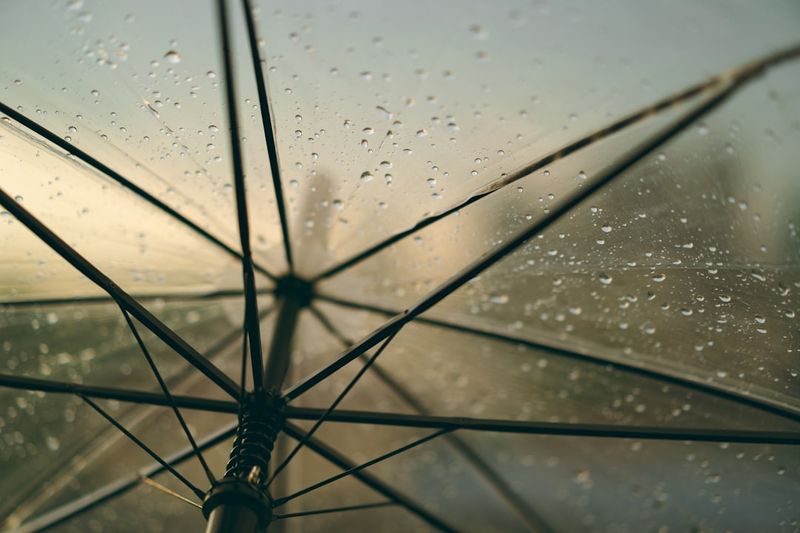 Saving for a rainy day idiom with umbrella in the rain