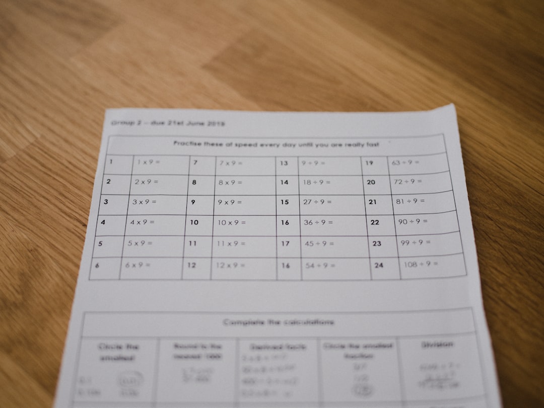 Maths homework / worksheet