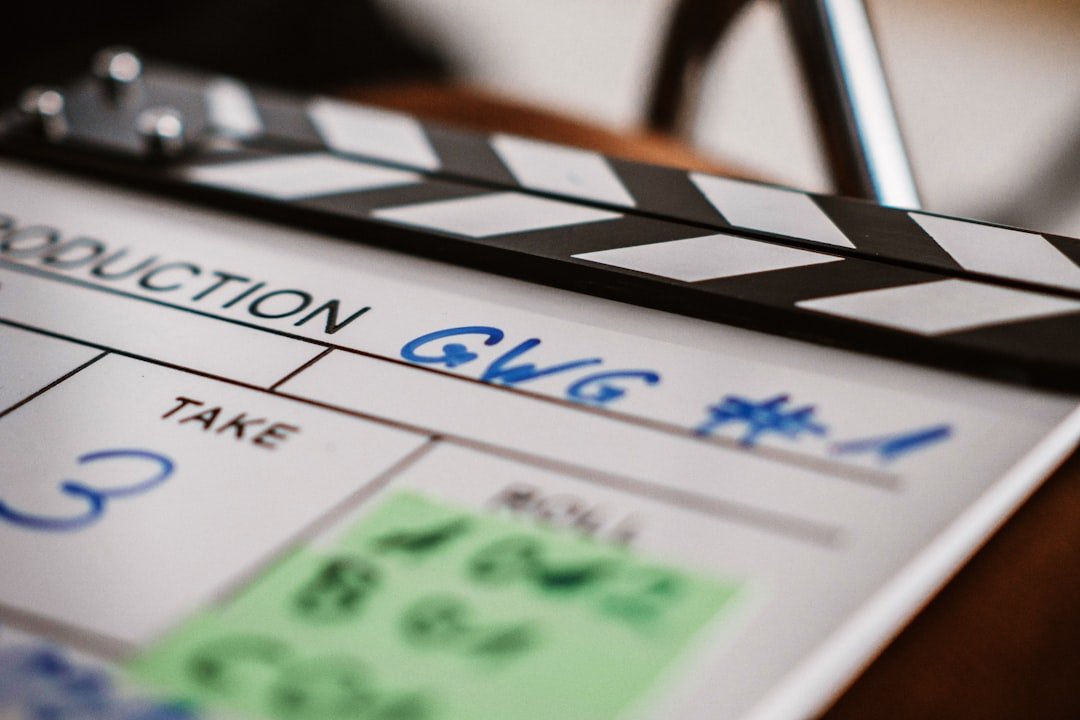 Closeup shot of a film slate used for teaching English with movies lesson planning