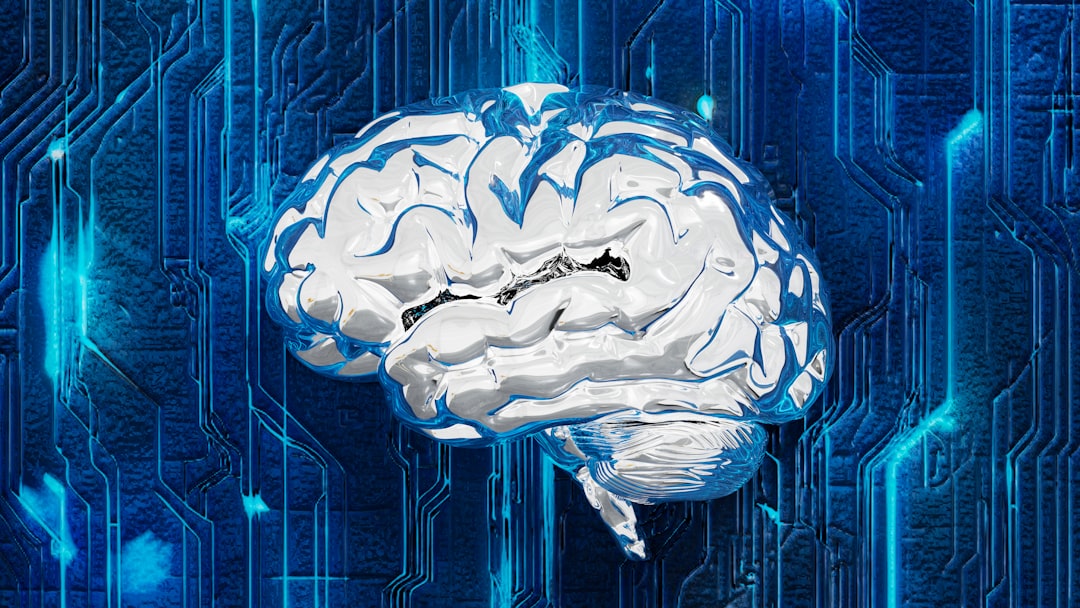 A digital artwork depicting the synergy between the human brain and artificial intelligence (AI). Featuring futuristic visual