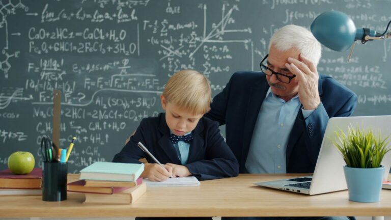 Scaffolding in teaching: a teacher supporting a young student writing at a desk
