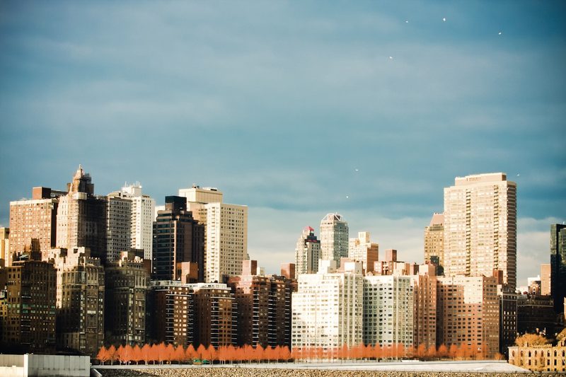 Tall and short city buildings illustrating comparative and superlative adjectives