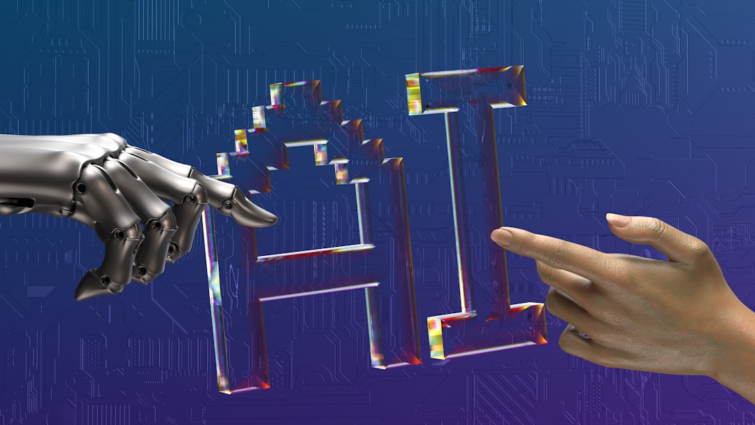 AI tools comparison — robot and human hands reaching toward AI text representing GPT Gemini and Claude