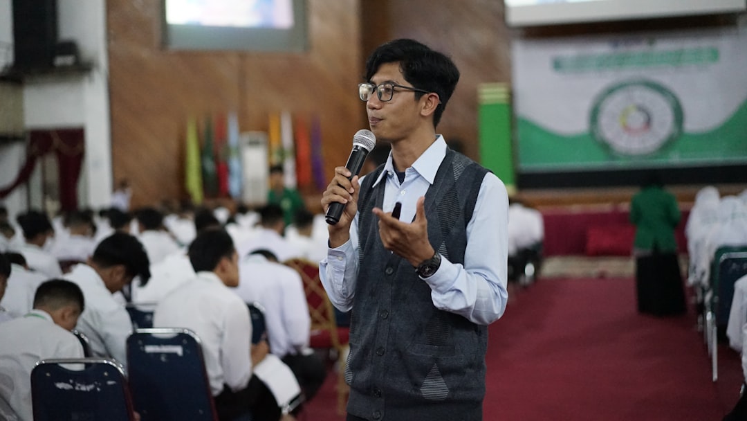 a man speaking into a microphone