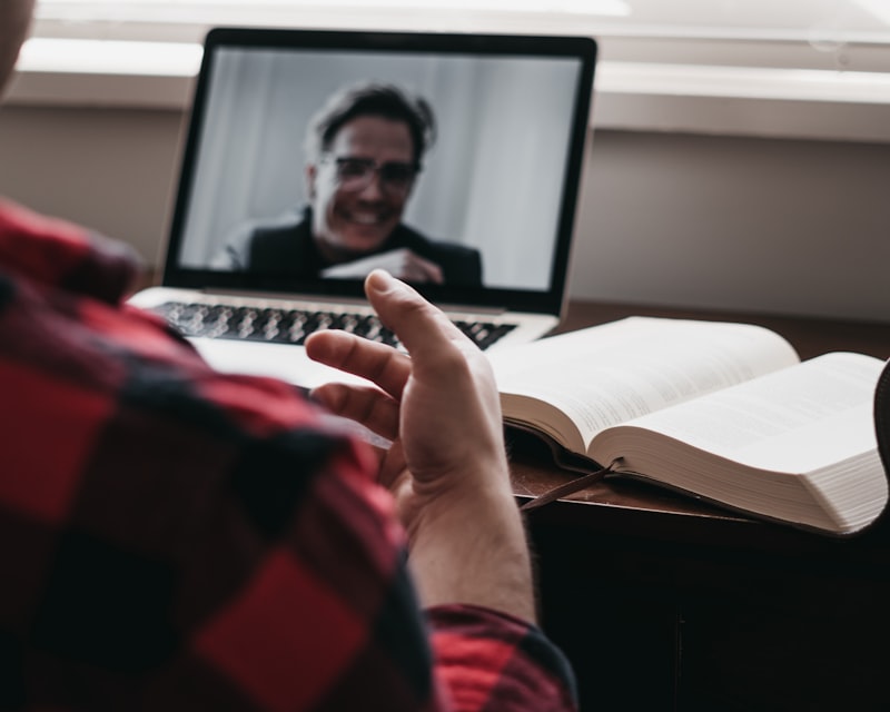 One-on-one online English lesson on a video call