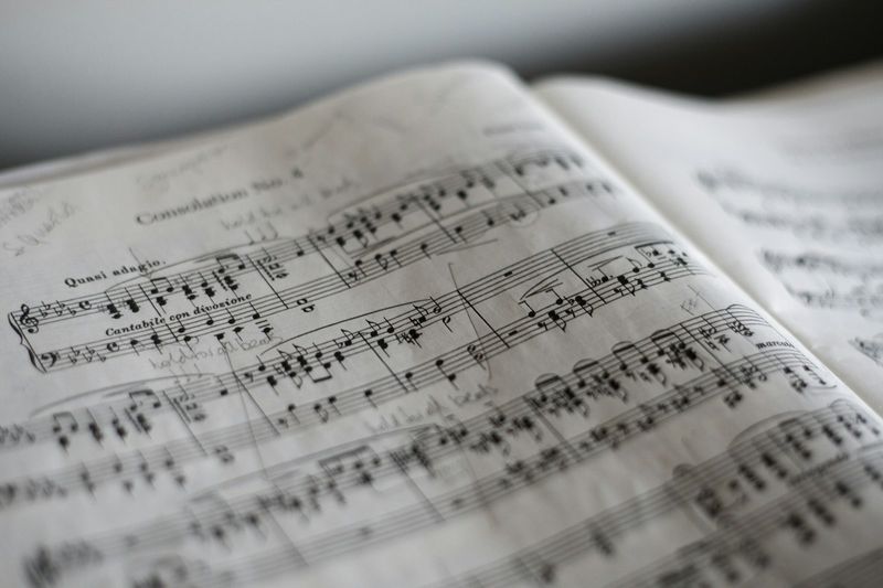 Sheet music showing rhythm used to teach English pronunciation with songs