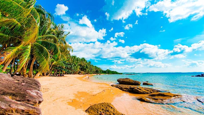Deserted tropical beach like the island where Robinson Crusoe was stranded