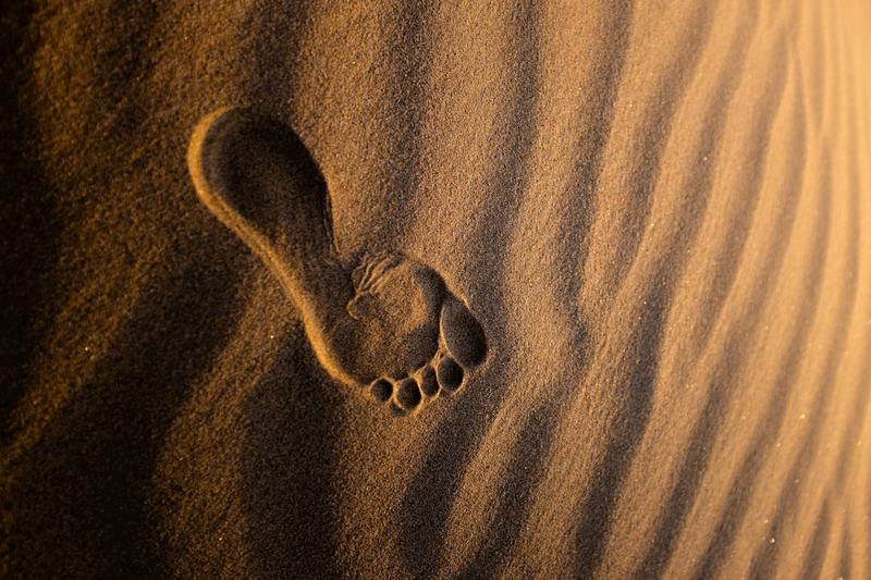 A single footprint in the sand, the iconic turning point in the Robinson Crusoe plot