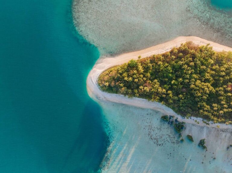 Robinson Crusoe island adventure aerial view of a deserted tropical island