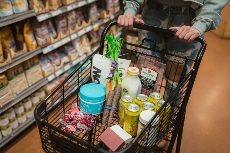 Supermarket groceries for a shopping role-play using realia in the classroom