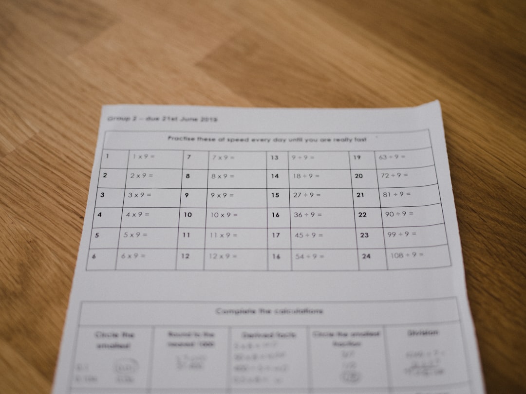 Maths homework / worksheet