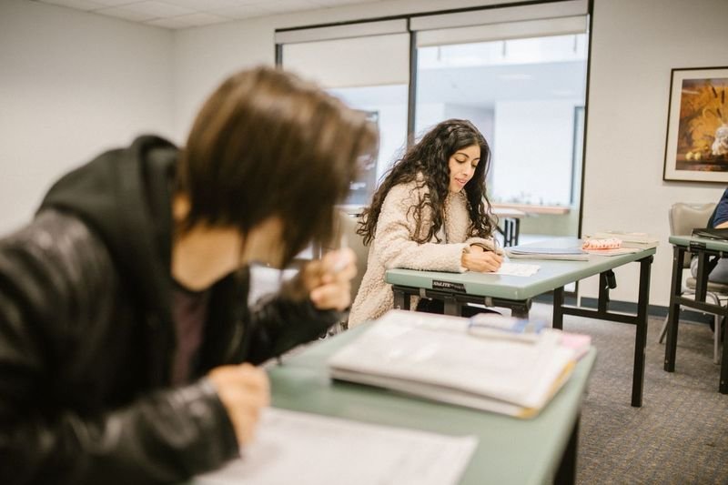 high school ESL classroom during a writing lesson