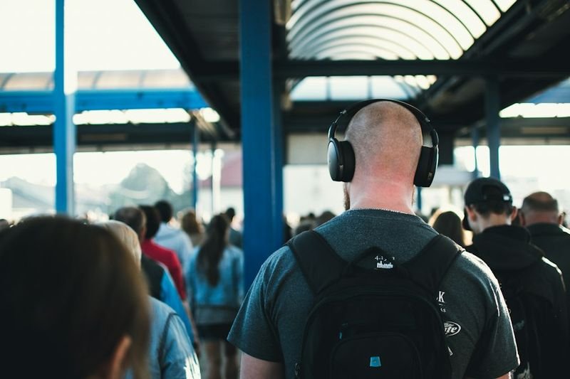 student listening through headphones during ESL song listening activity