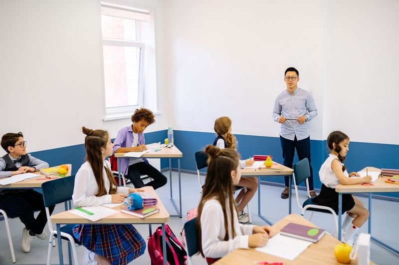 Teacher engaging students with a sponge activity