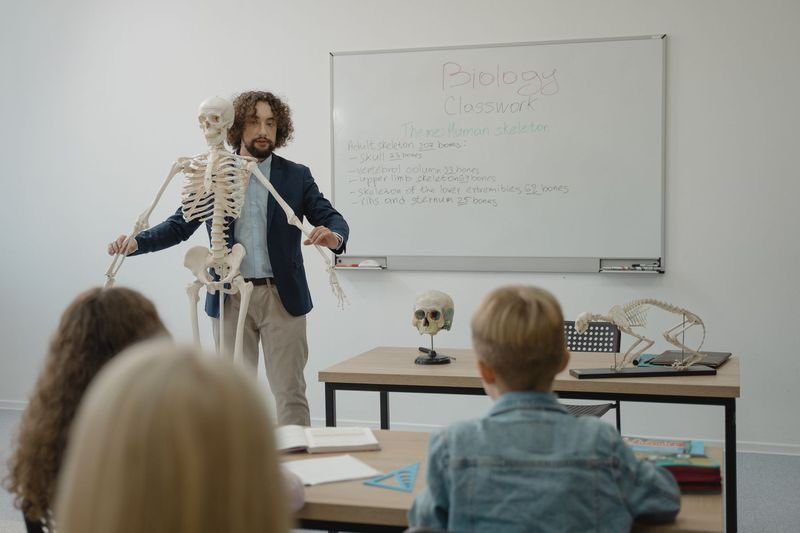 Teacher demonstrating a questioning technique at the whiteboard