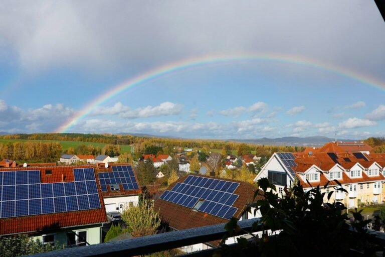 Solar panels installed on a suburban rooftop for renewable energy