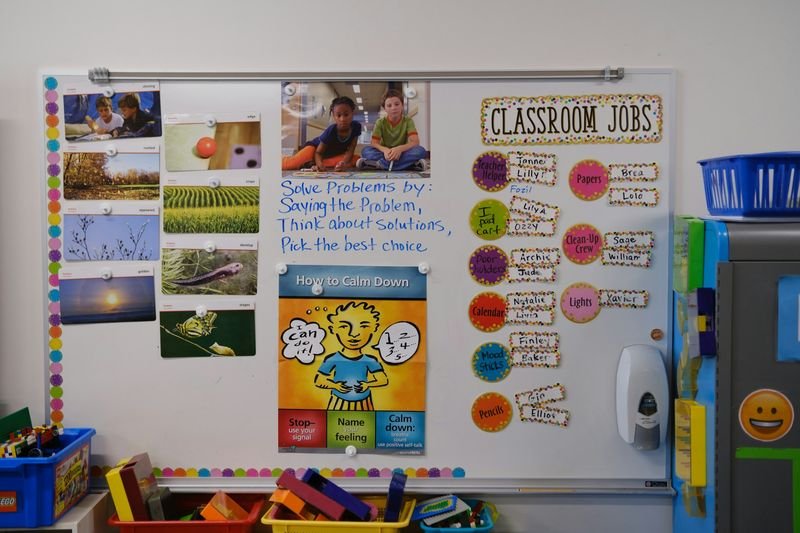 visual schedule on classroom wall helping ESL students with ADHD